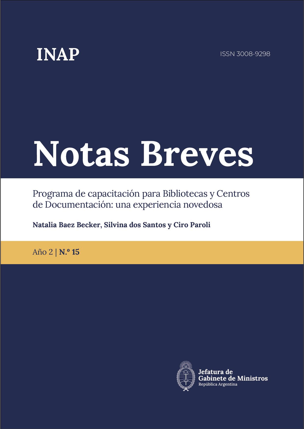 portada de notas breves año 2 número 15