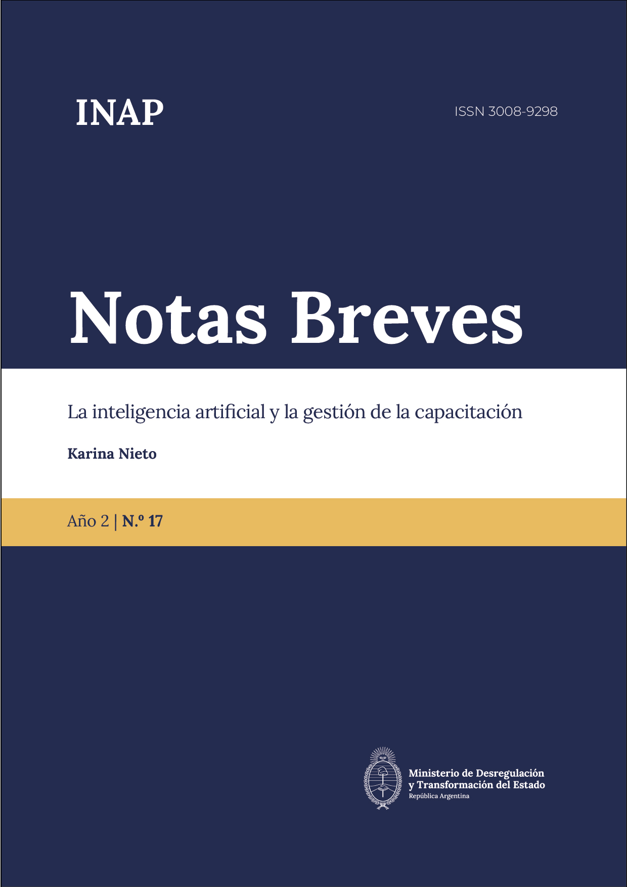 Imagen de tapa de Notas Breves del INAP, volumen 2, número 17